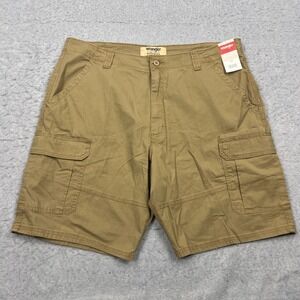NEW Wrangler Authentics Cargo Shorts Mens 40 Beige Twill Utility Ripstop Stretch